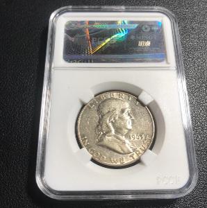 STRIEBORNÝ Benjamin Franklin 1/2 half DOLLAR 1963 D USA