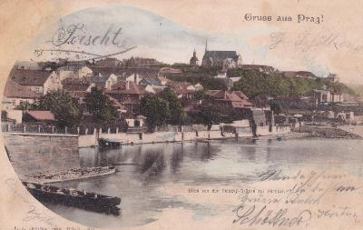 Listina Praha Pohľad z Palackého mosta na Podskalí, r.1901