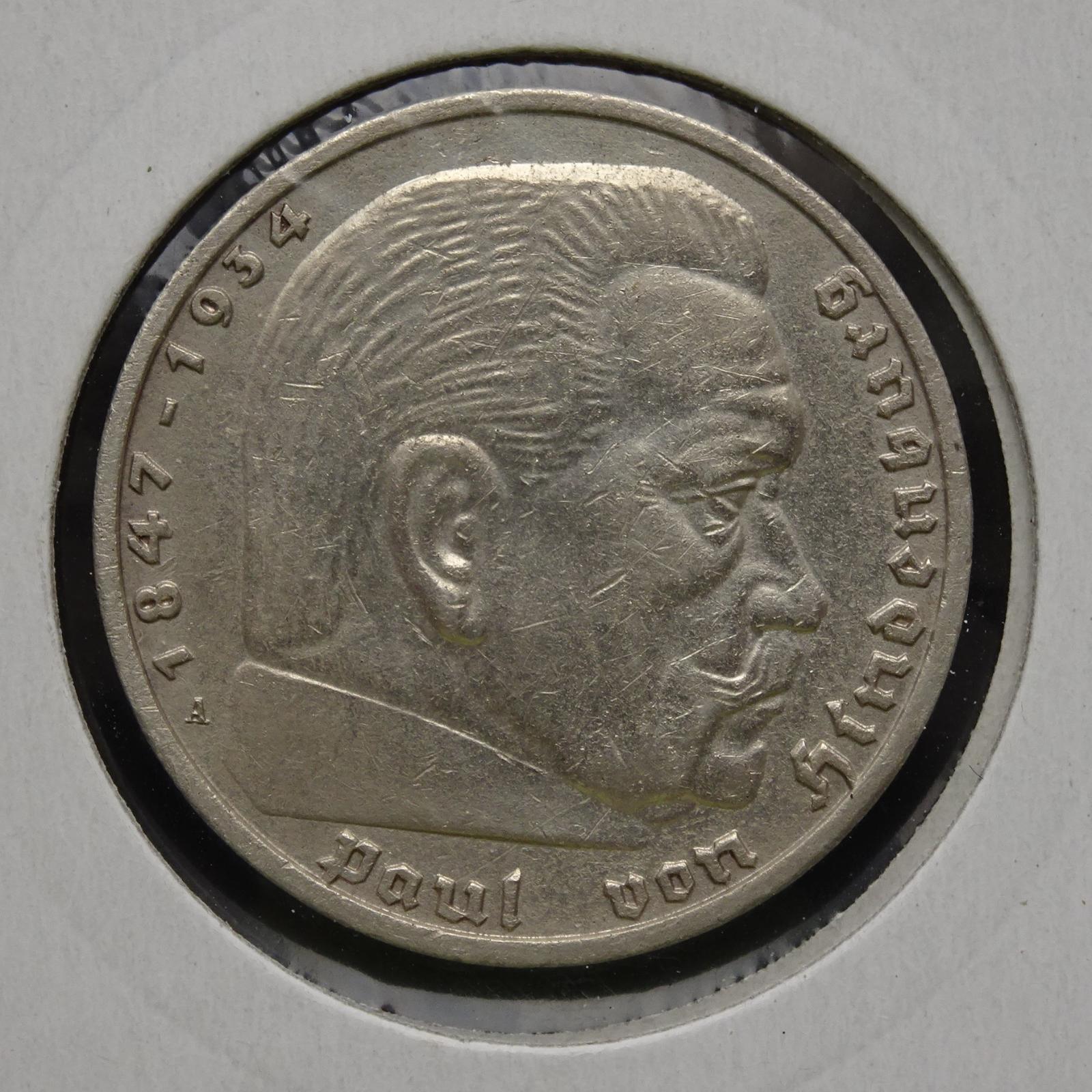5 RM marky 1938 A, TOP Stav, Stribro 0.900/13 gr - Numizmatika