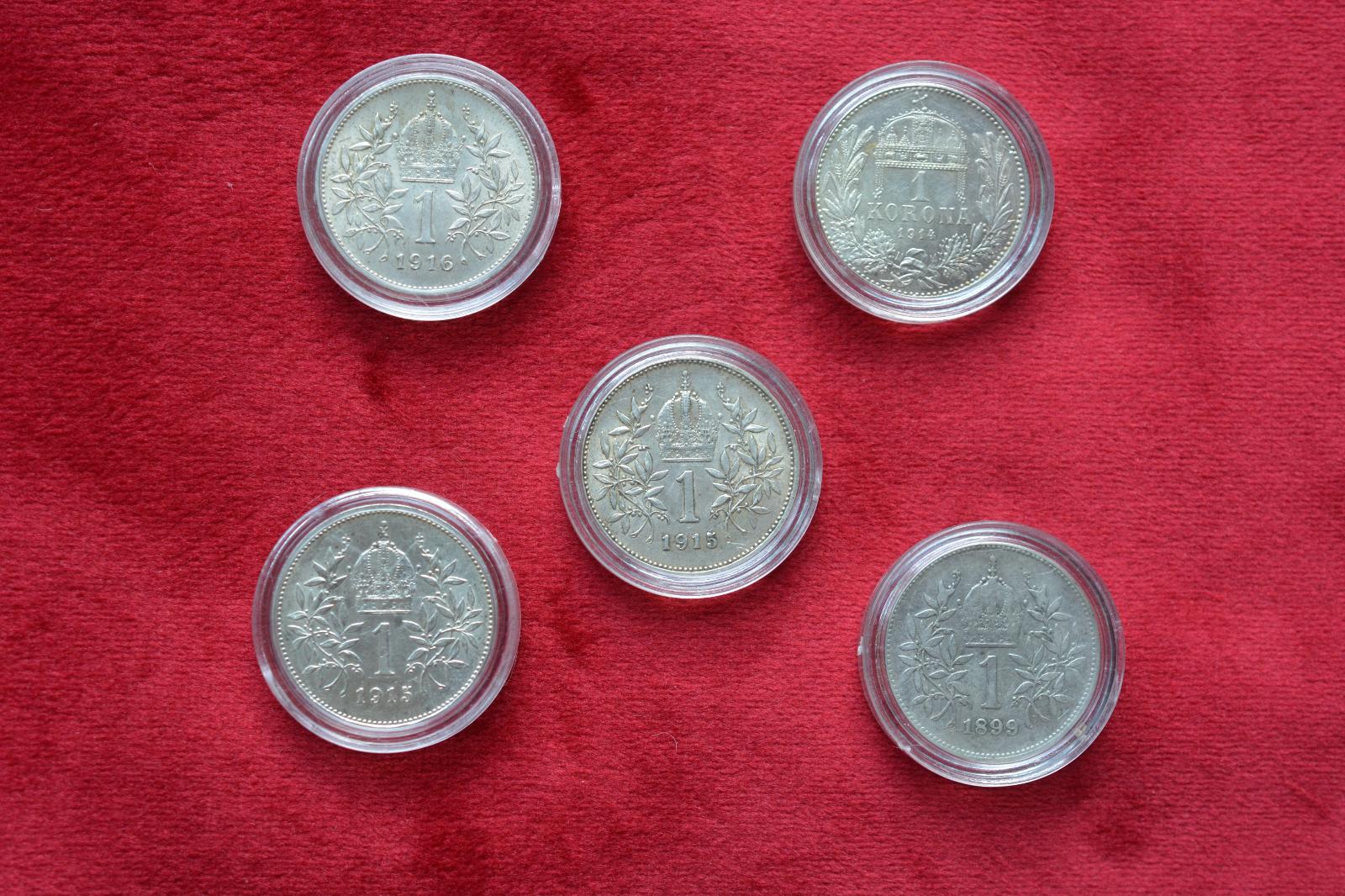 5x strieborná koruna 1899-1916 - Numizmatika