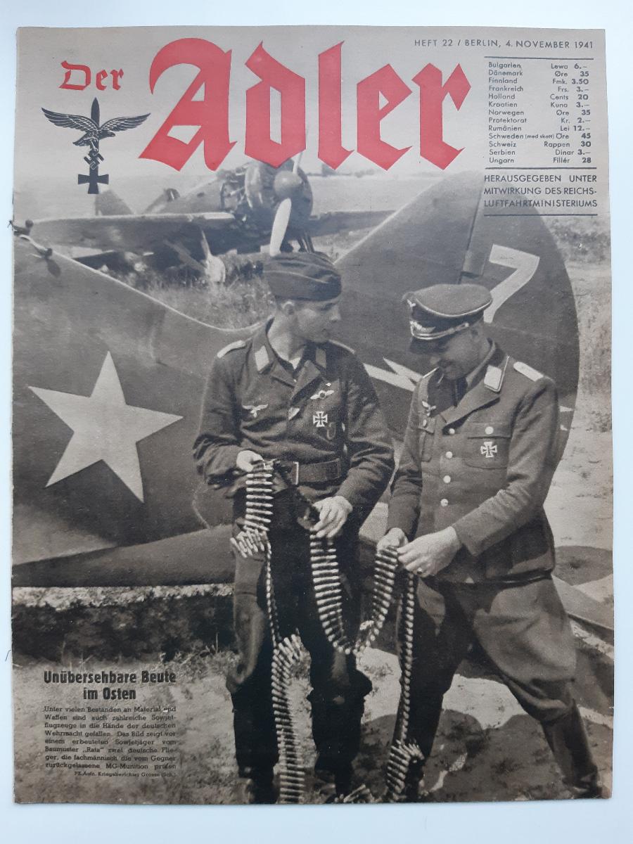 Časopis Der Adler Heft 22, Berlín 4. Nov 1941 (Luftwaffe, Wehrmacht) - Vojenské zberateľské predmety