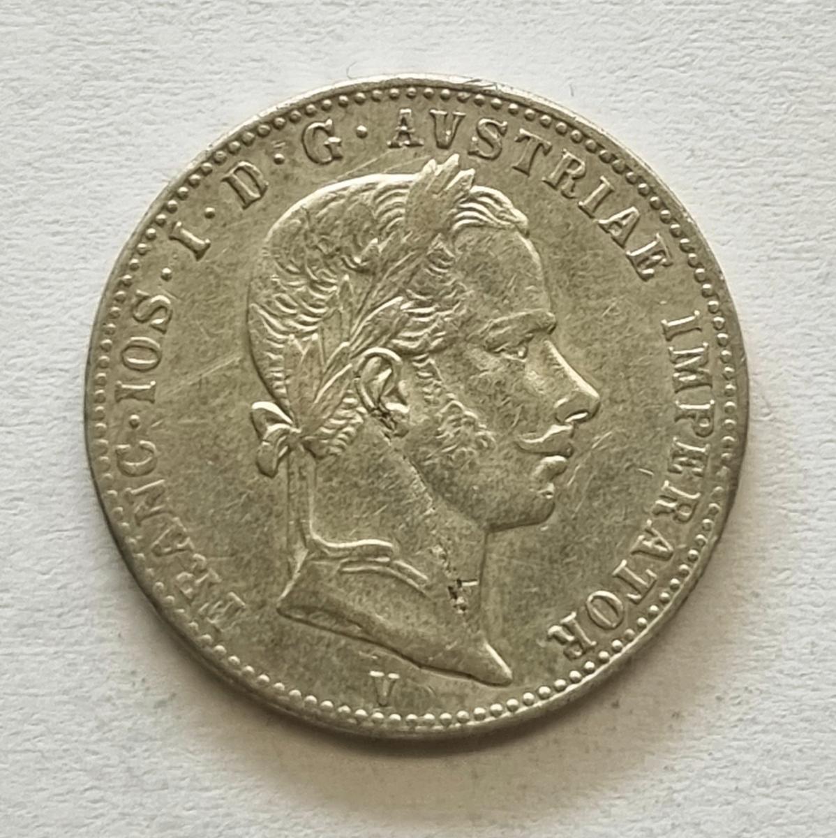 Strieborný 1/4 zlatník 1860 V. František Jozef I. - Numizmatika