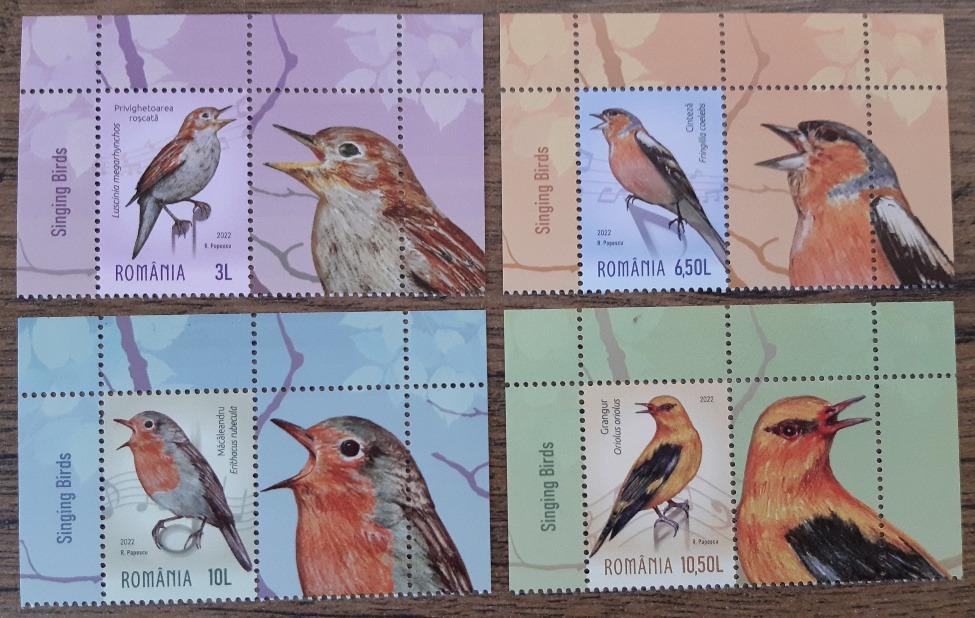 Rumunsko ** 8102/5K vtáky,speváci,r.2022 (EN216-3) - Tematické známky
