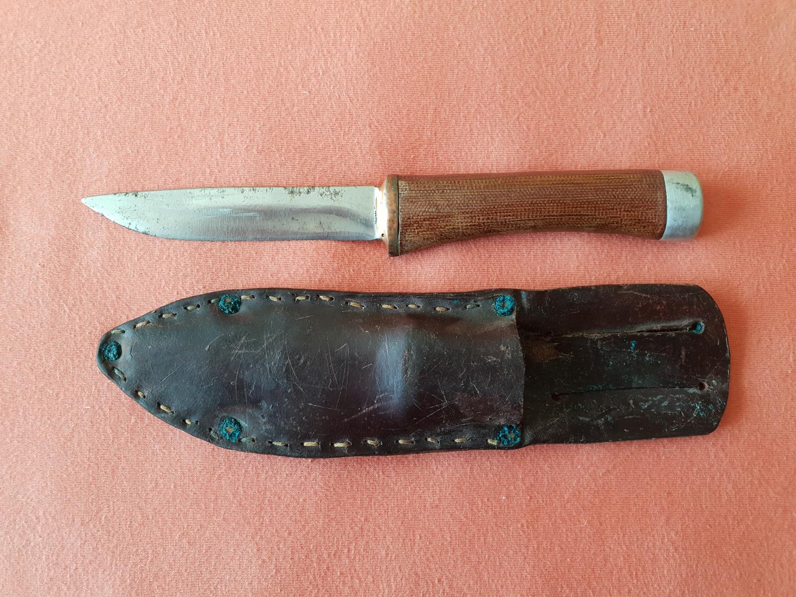 Starý poľovný nôž CAMILLUS Stainless U.S.A., kožené púzdro - Vojenské zberateľské predmety