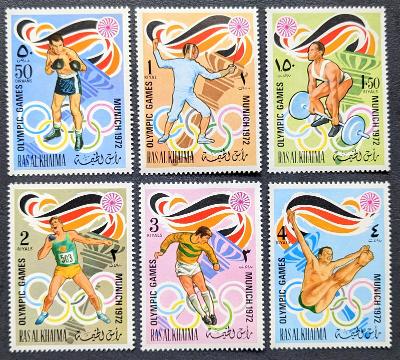 Ras Al Khaima 1972 Olympijské hry 72 séria 6ks známok