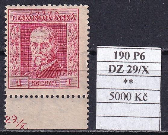 ČSR I 190 P6 DZ 29/X svieža - Známky Československo+ČR