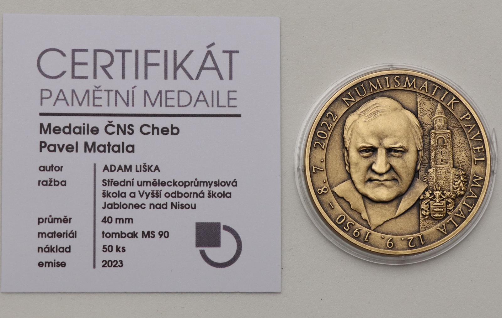 AE Medaila 2023 - Numizmatik Pavel Matala - ČNS Cheb! - Numizmatika