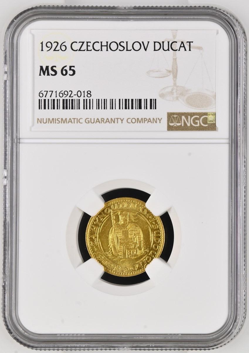 Zlatý svätováclavský dukát 1926 NGC MS 65 - Numizmatika