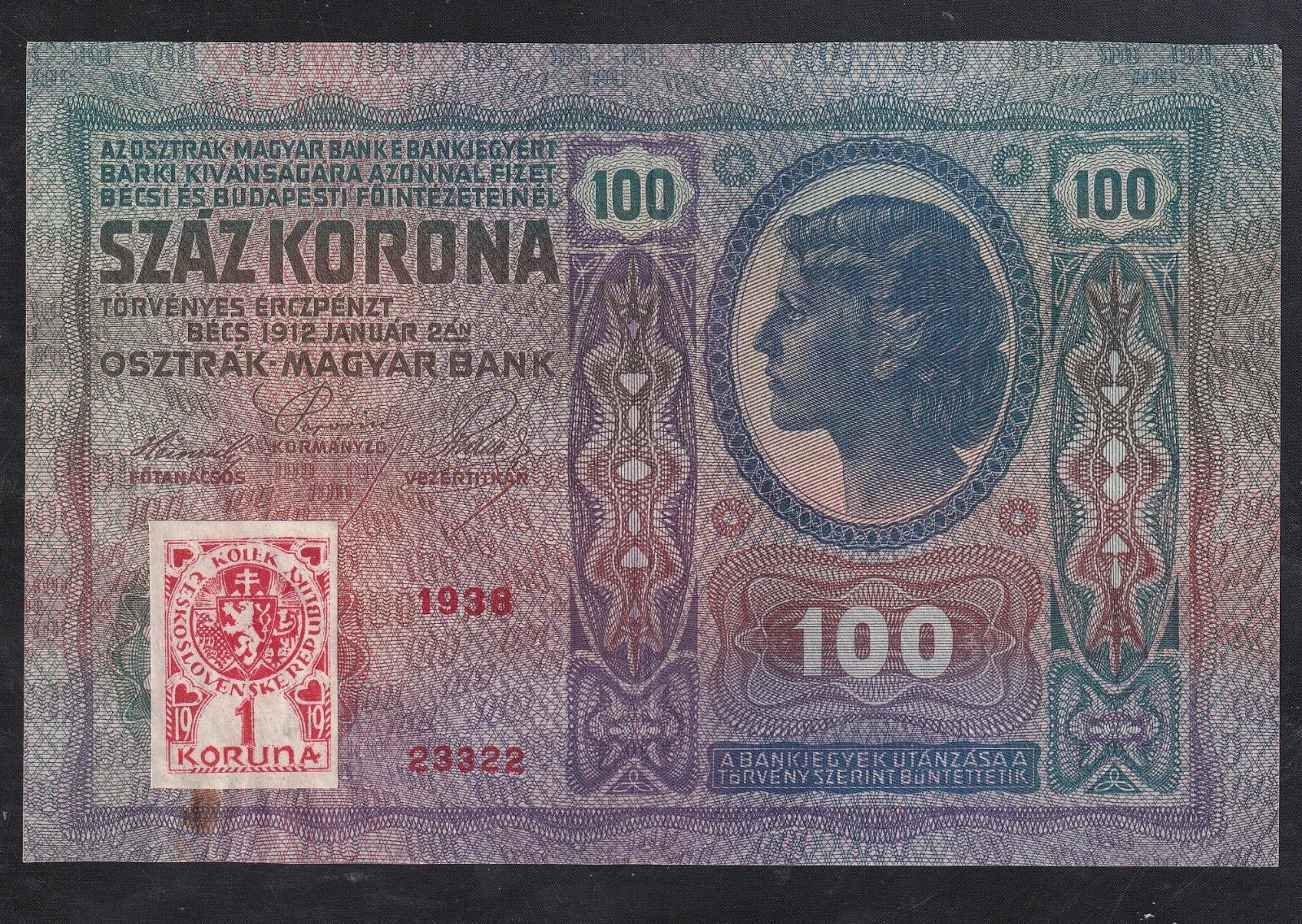 VZÁCNA 100 KORUNA 1912 + KOLÍK - STAV 1! - Zberateľstvo
