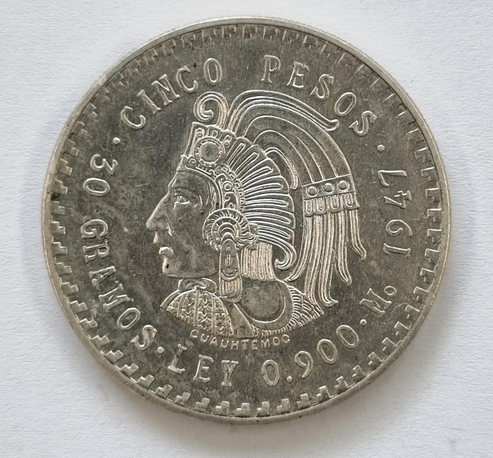 5 Pesos 1947, Mexiko - Numizmatika