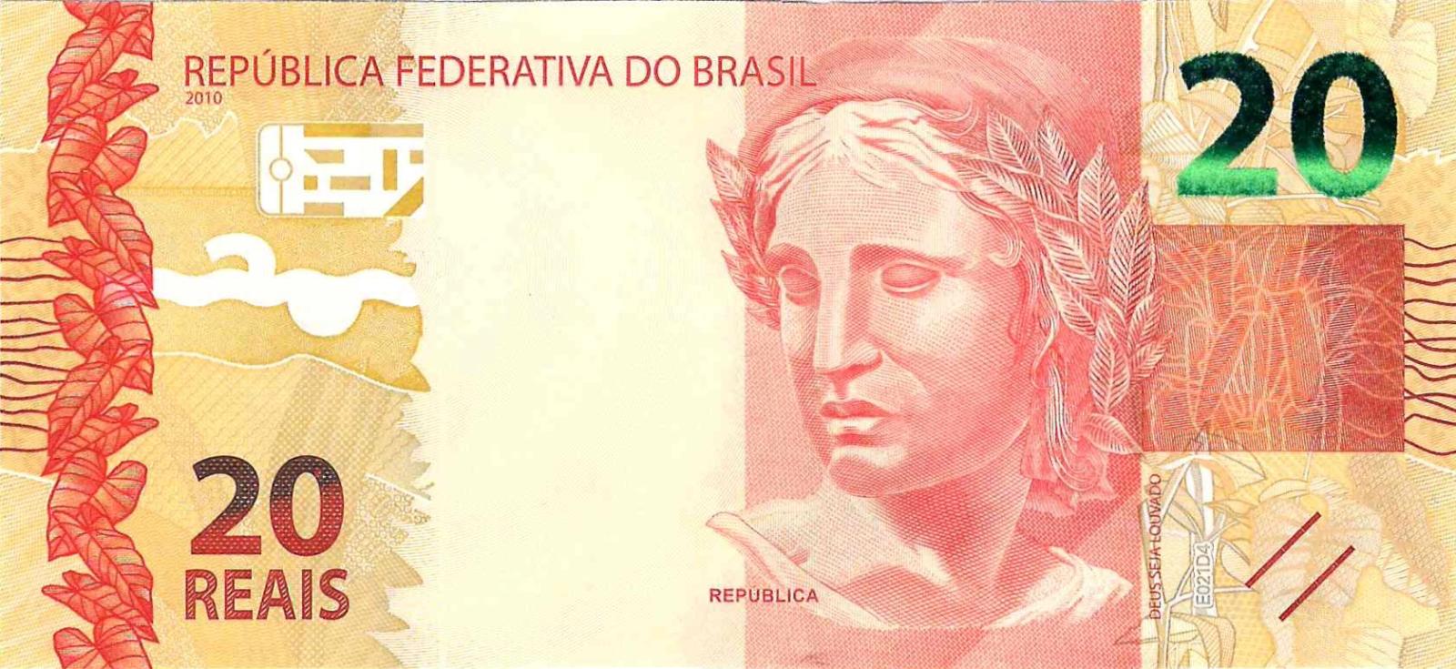 Brazília, 20 Reais, bez dátumu, Pick 255e, UNC - Zberateľstvo