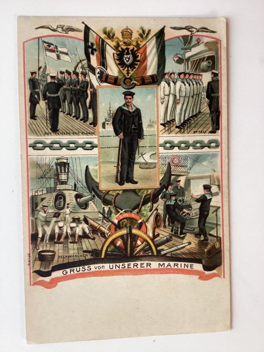 Gruss von userer Marine 1913 z Flensburgu - Pohľadnice