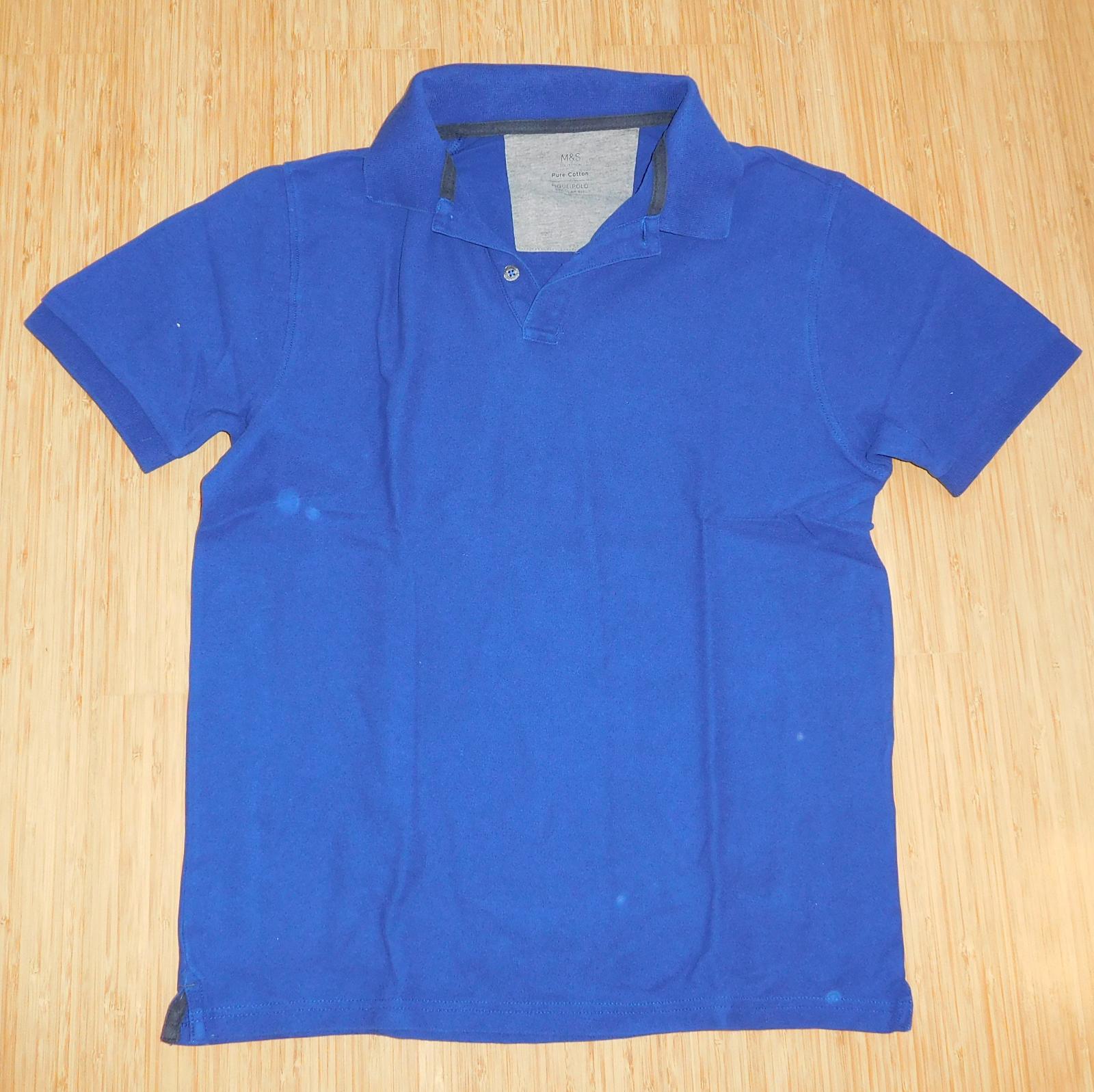 M&S - modré tričko s golierom - S - Pánske oblečenie