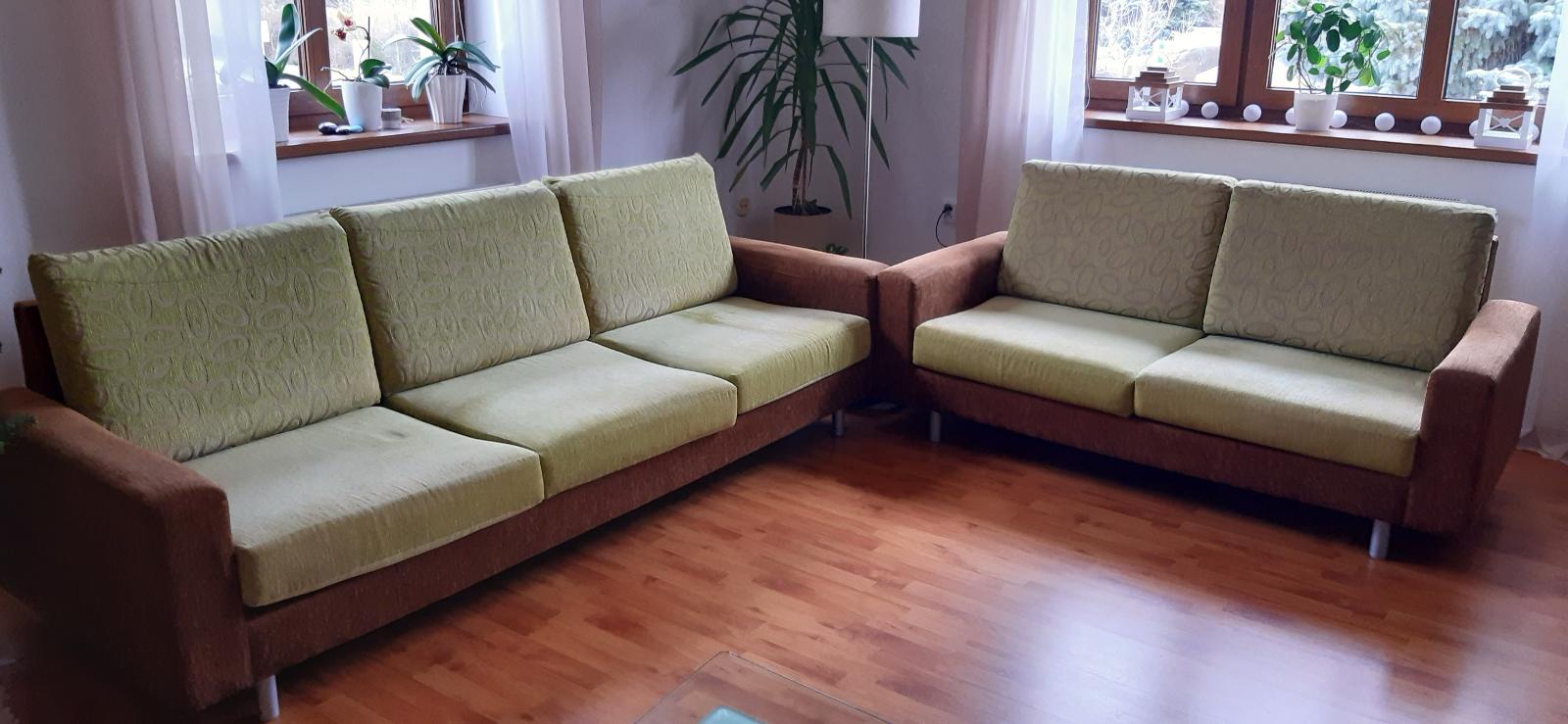 Predám zeleno hnedú sedaciu súpravu - Obývacia izba