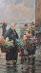 Veľký starožitný obraz - K Hilpeny - Kvetinový obchod 7171 - Umenie