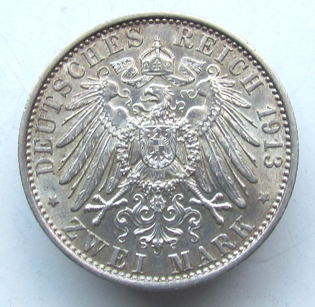 Prusko 2 M 1913 A - Numizmatika