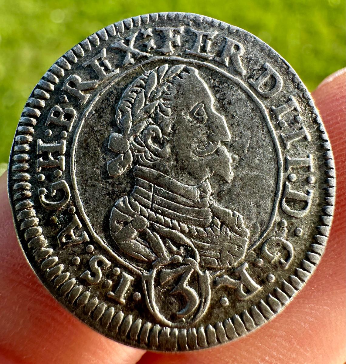 Ferdinand II. strieborný 3 Krejcar 1625, Hall - Numizmatika