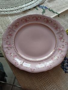 Růžový porcelán dezertní talíř průměr 17 cm