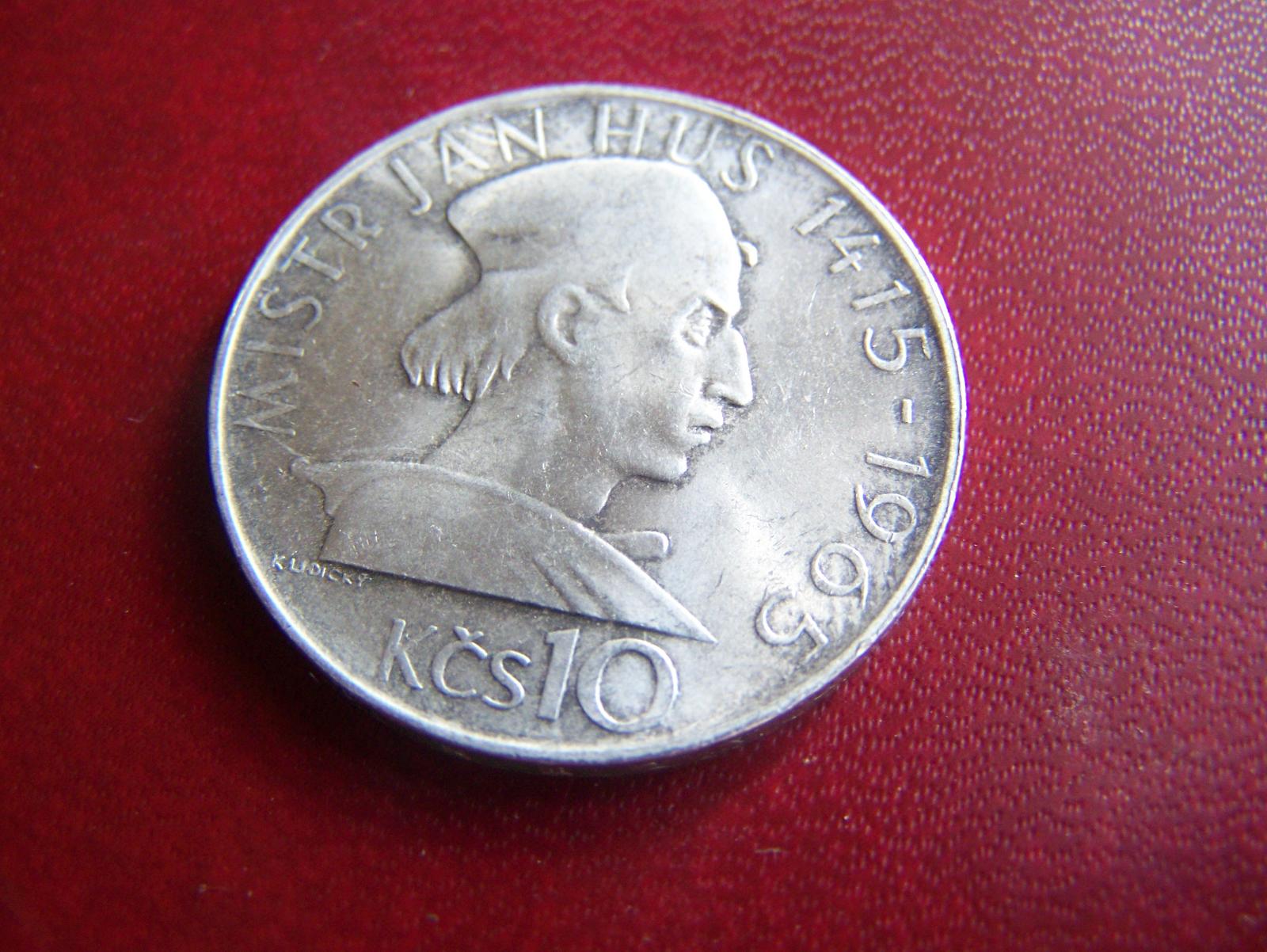 10 korún 1965 Jan Hus striebro - Numizmatika