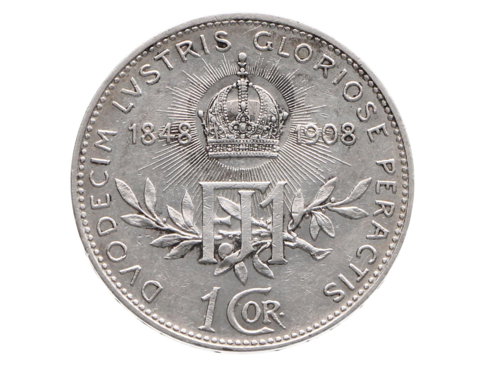 1 Korona 1848 - 1908, 60. výročie vlády FJI - Numizmatika