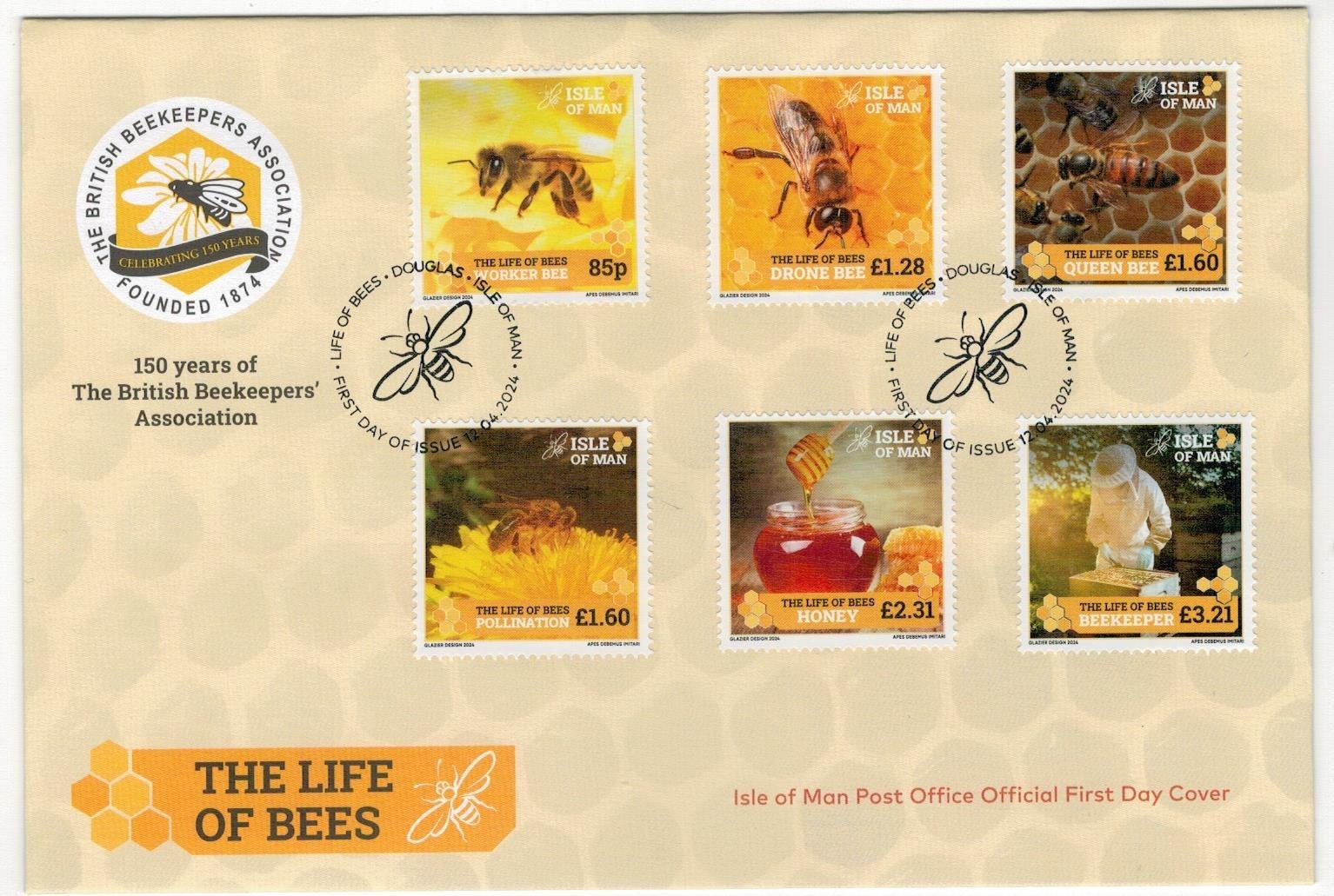 Ostrov Man 2024 FDC Známky včela včelárstvo med hmyz - Filatelia