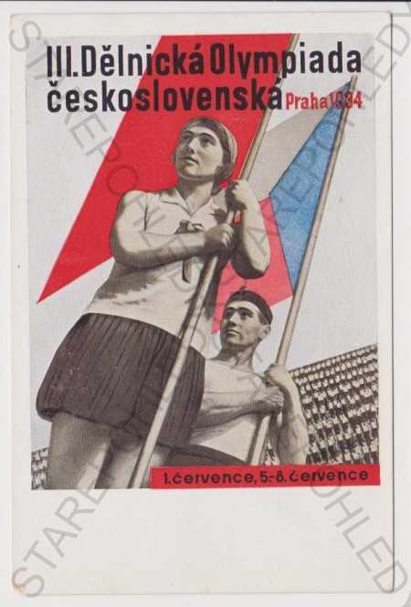 Umelecké - Sutnar - III. robotnícka olympiáda 1934, - Pohľadnice miestopis