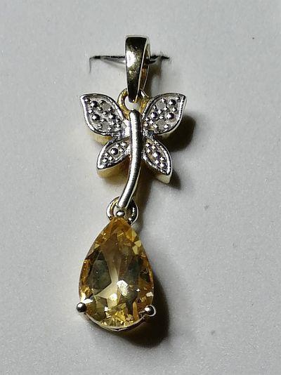 DVOJFAREBNÝ prívesok s diamantmi a citrínom, AG 925/1000, pozlátené - Šperky