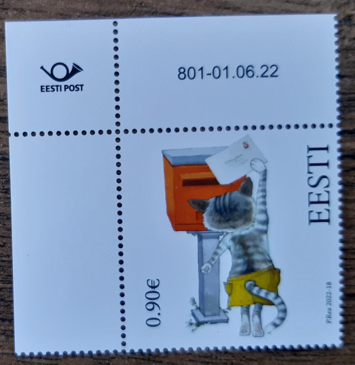 Estónsko ** 1049, detské, pošta, mačka, r. 2022 (EN665) - Známky fauna