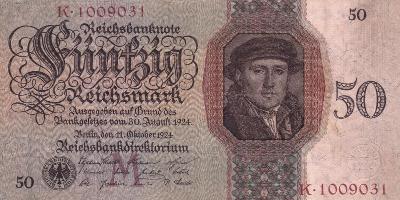 Nemecko - 50 Reichsmark 1924 - platná aj v ČSR