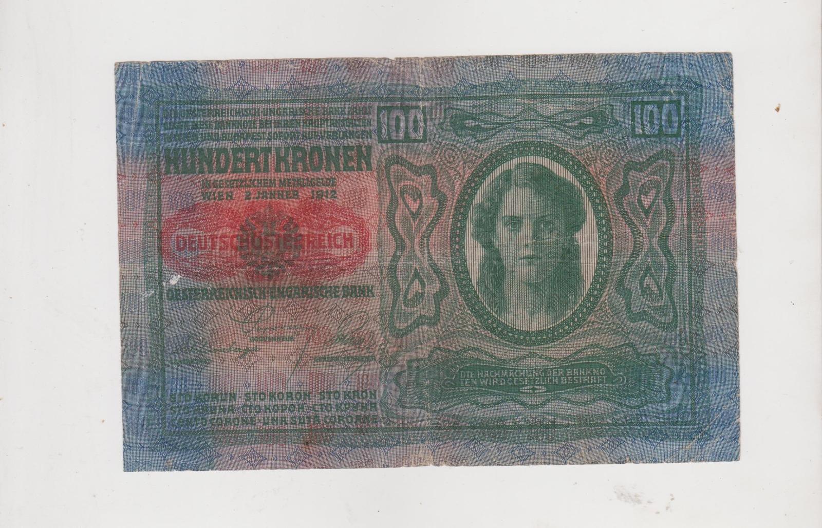 100 K / 1912 , prerazené Rakúsko - Uhorsko - Zberateľstvo