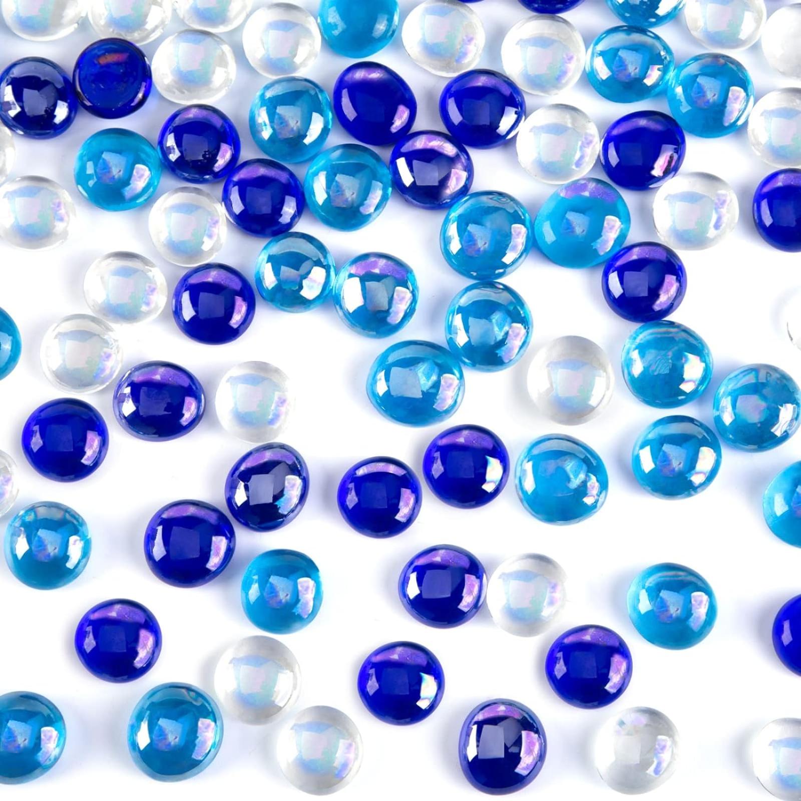 120 kusov sklenených kamienkov modrej - Ručné práce