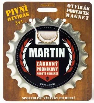 Pivný otvárač / podtácok / s magnetom - potlač Martin