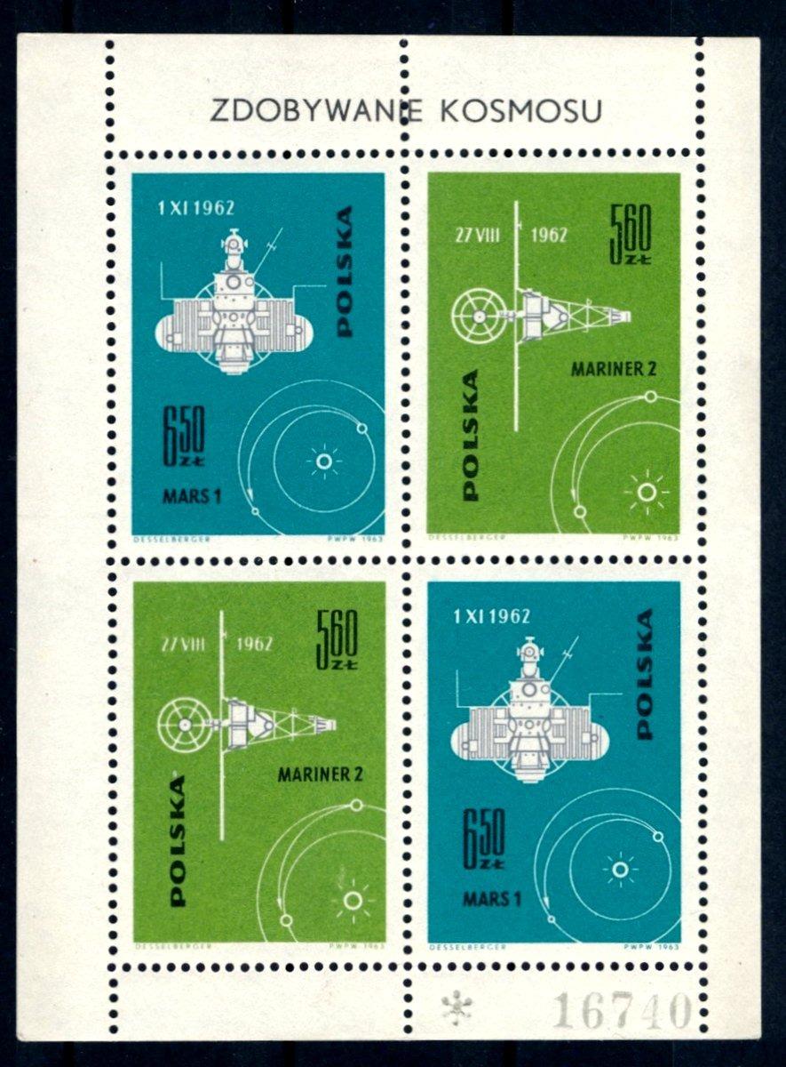 Poľsko 1963 */Mi. Block 31 I. typ , kozmos , /22/ - Známky