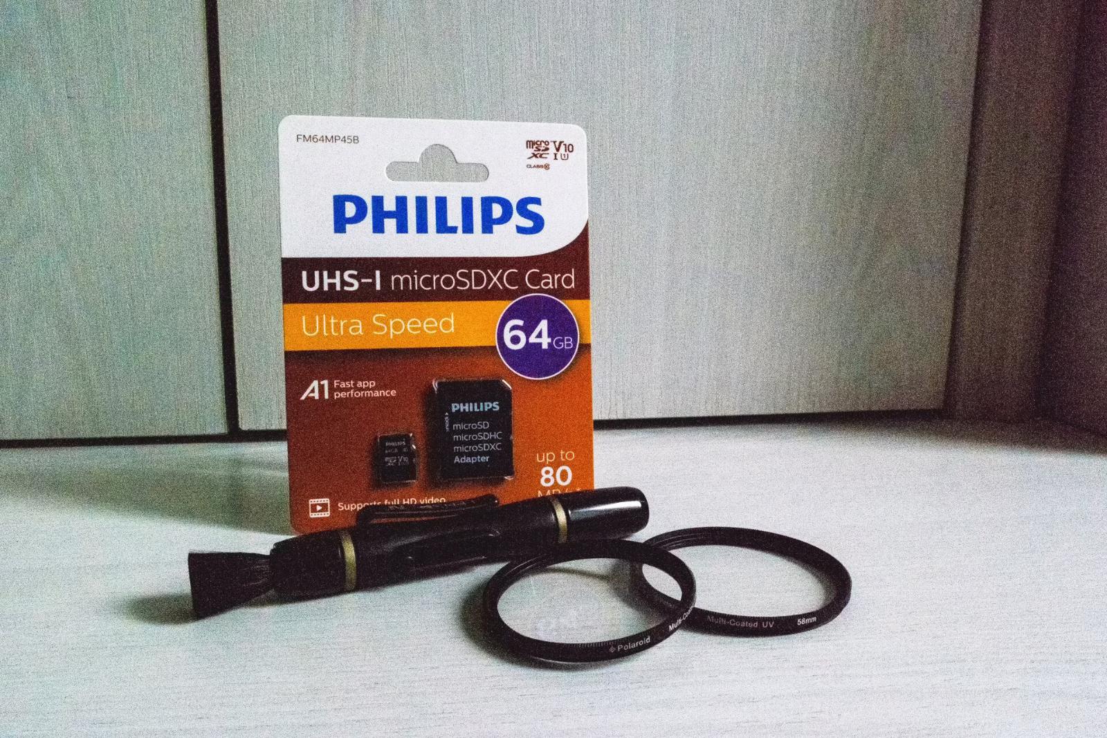 Philips 64 GB V10 SDXC karta + Polaroid MCUV filtre + LENSPEN - Elektro
