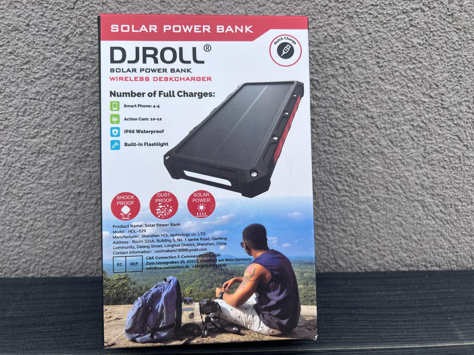 Nová DJROLL 24000mAh Qi bezdrôt solár powerbanka - undefined