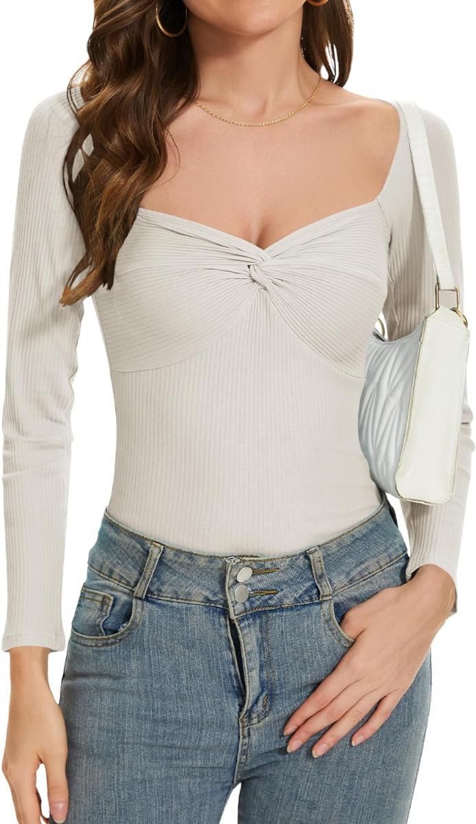 Dámsky sveter s dlhým rukávom, béžový - veľkosť M - Dámske oblečenie