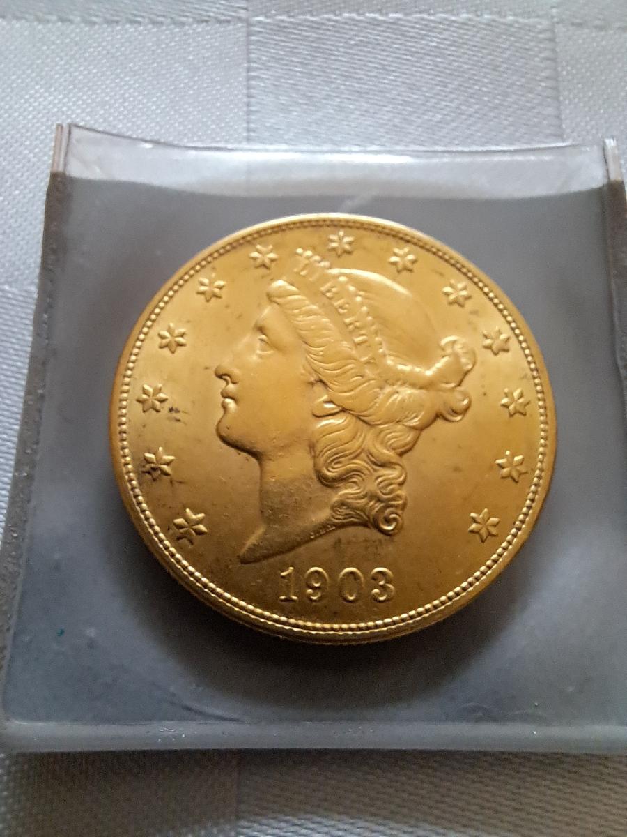 Zlatá minca American Double Eagle Liberty Head z roku 1903 - Numizmatika