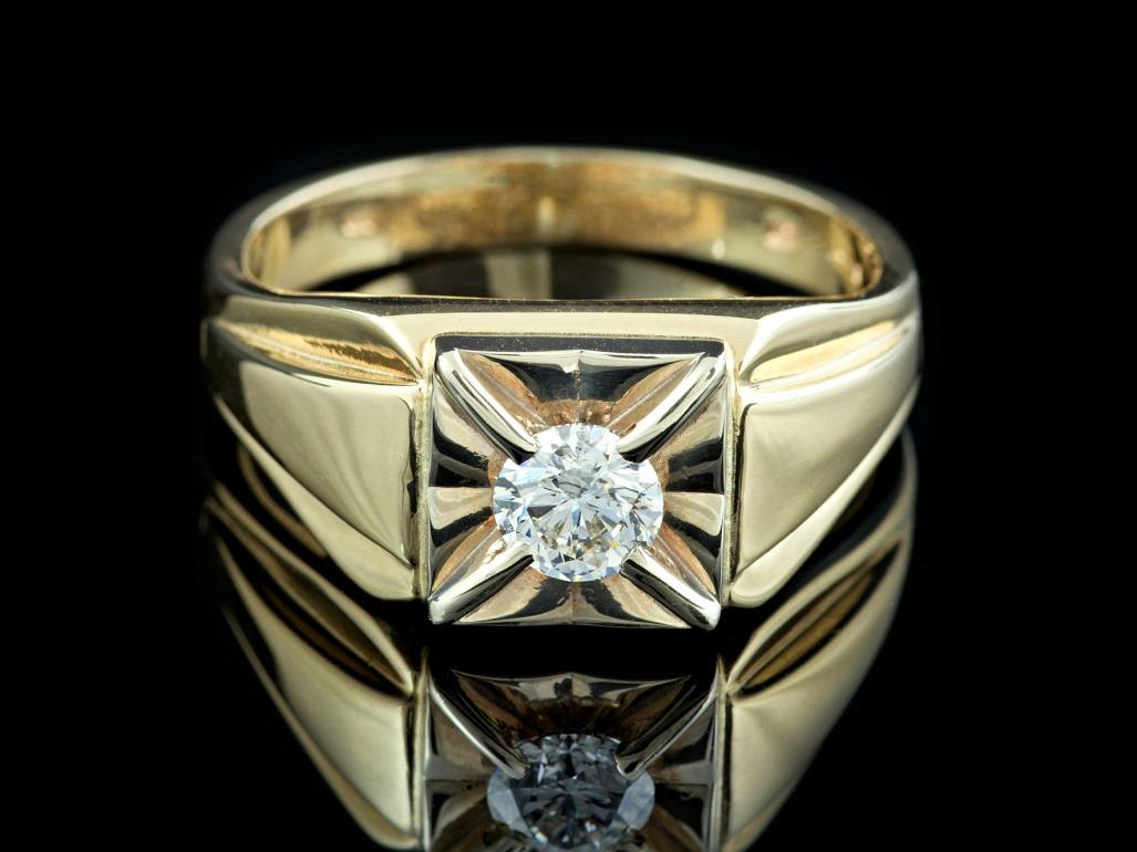Pánsky prsteň zlatý s prírodným diamantom, veľkosť 68 - Šperky