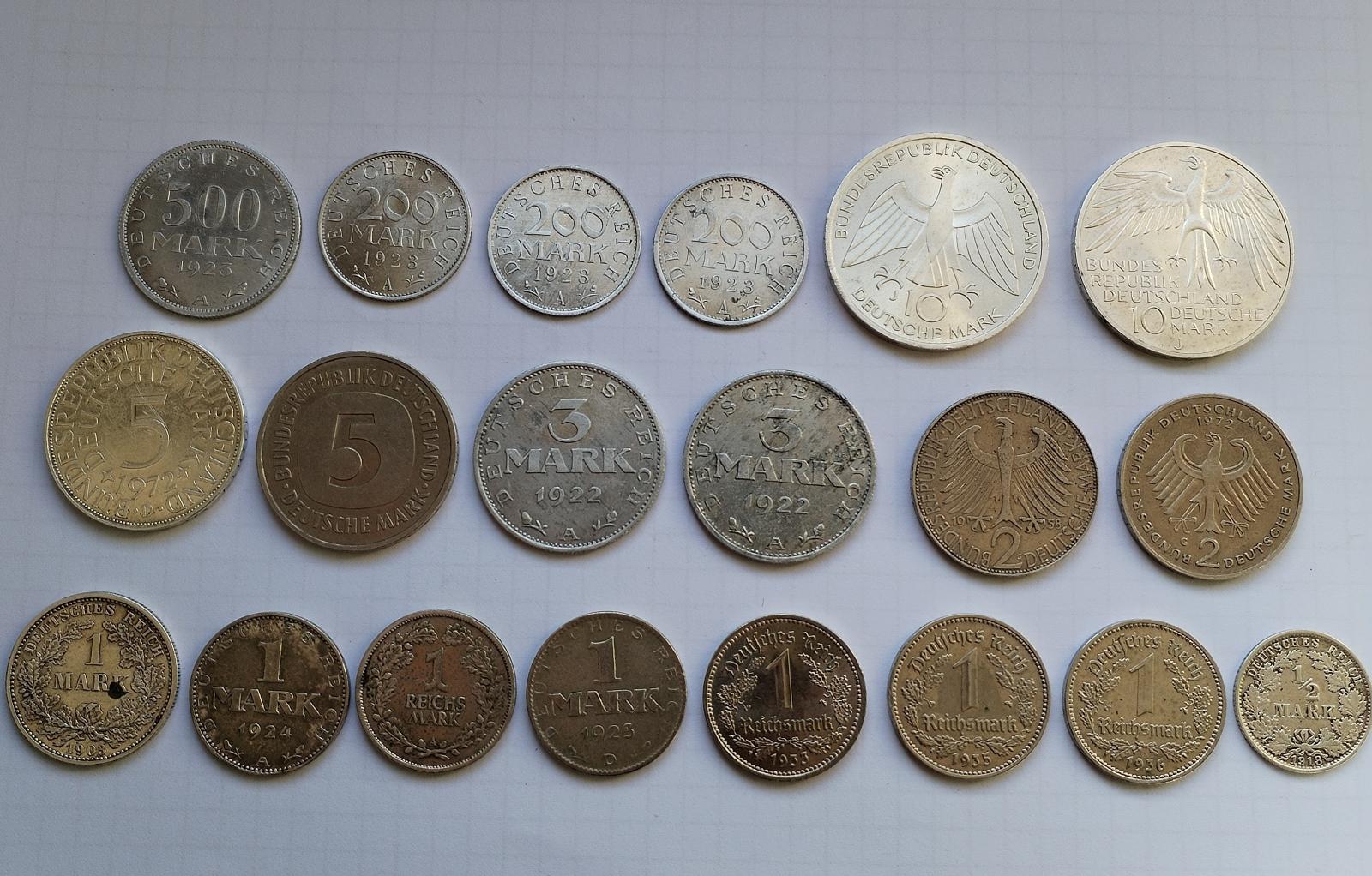 LOT 20 KUSOV MINCIÍ - MARKA - NEMECKO - 1903-1977 - Numizmatika