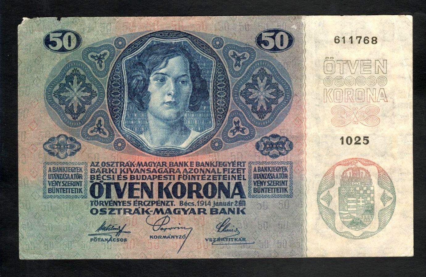 50 korún 1914, bez pretlače. - Zberateľstvo