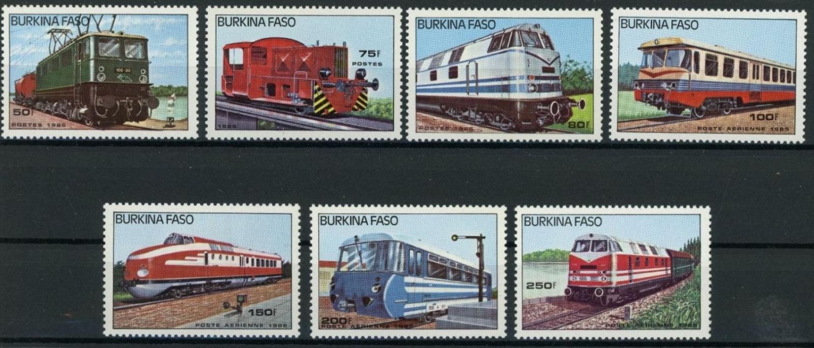 Burkina Faso 1985 ** vlaky komplet mi. 1043-1049 - Filatelia