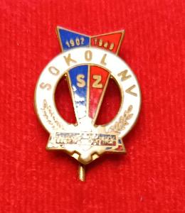 Odznak futbal. SOKOL NV SZ Nové Zámky 1907-1949. ruž.kat.str.: 9/227