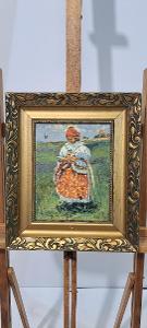 Starožitný obraz - Antoš Frolka (1877-1935) Dievča v kroji 7198