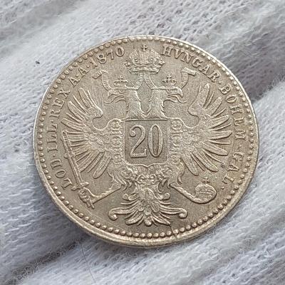 20 Krejcar 1870 bz • Strieborná minca • František Jozef I