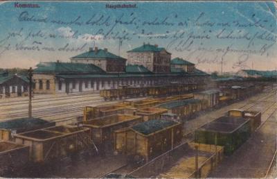 Pohľadnica Hlavná stanica Chomutov - Hauptbahnhof Komotau