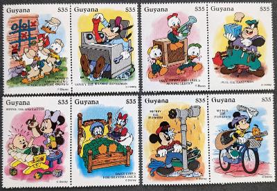 Disney Guyana detské, kompletná séria 8ks známok