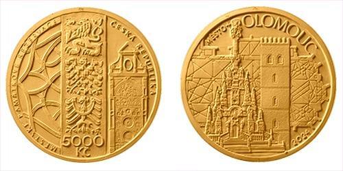 Zlatá minca ČNB Olomouc prevedenie BK