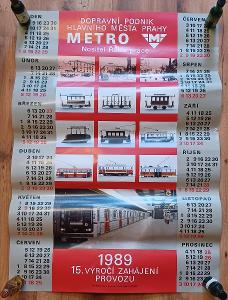 Kalendář Metro - Dopravní podnik 1989, 15. výročí zahájení provozu