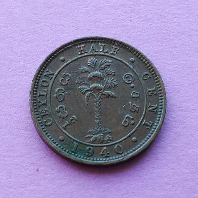Ceylon 1/2 cent 1940 G.VI. KM 110 Cu stav