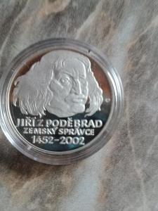 Mince Ag 200 Kč Jiří z Poděbrad 2002 Proof 4200 ks vzácna od 1 Kč € 